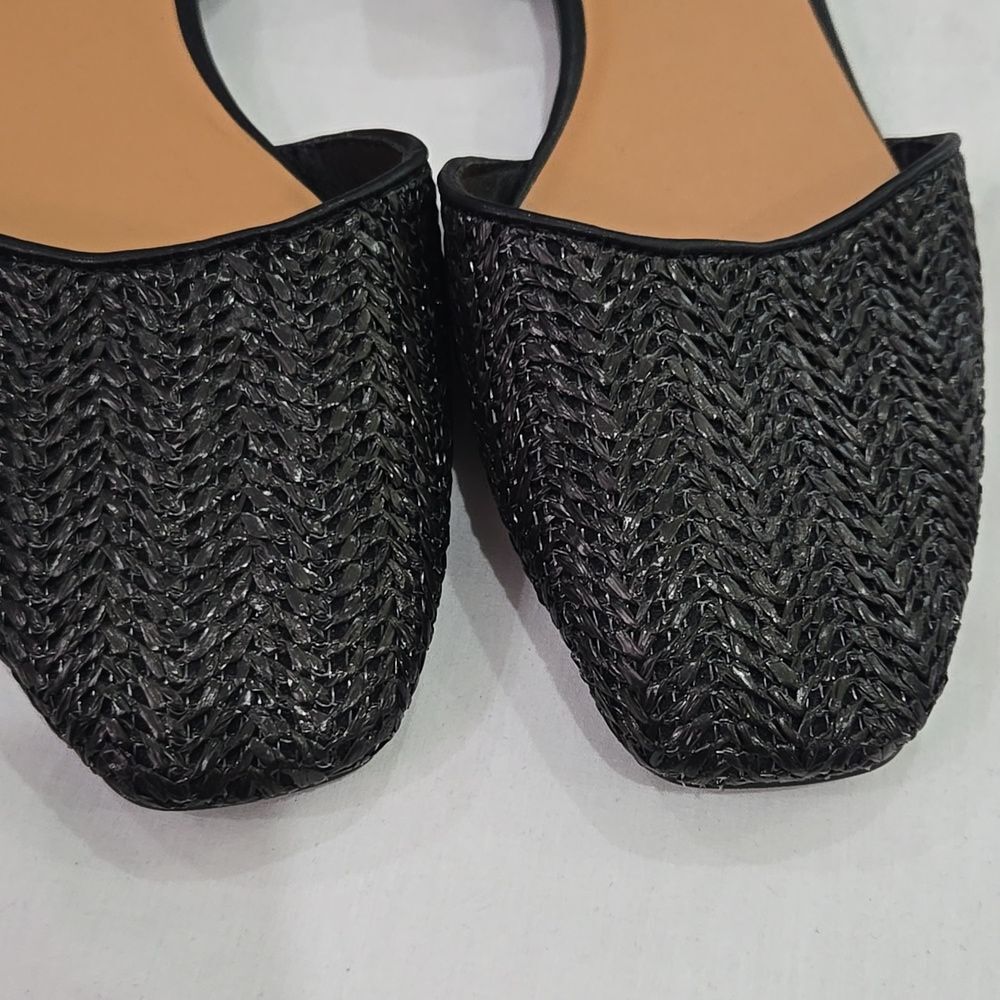 indigo rd. Black Rafia Ankle Strap Flats 8.5 - Picture 3 of 5
